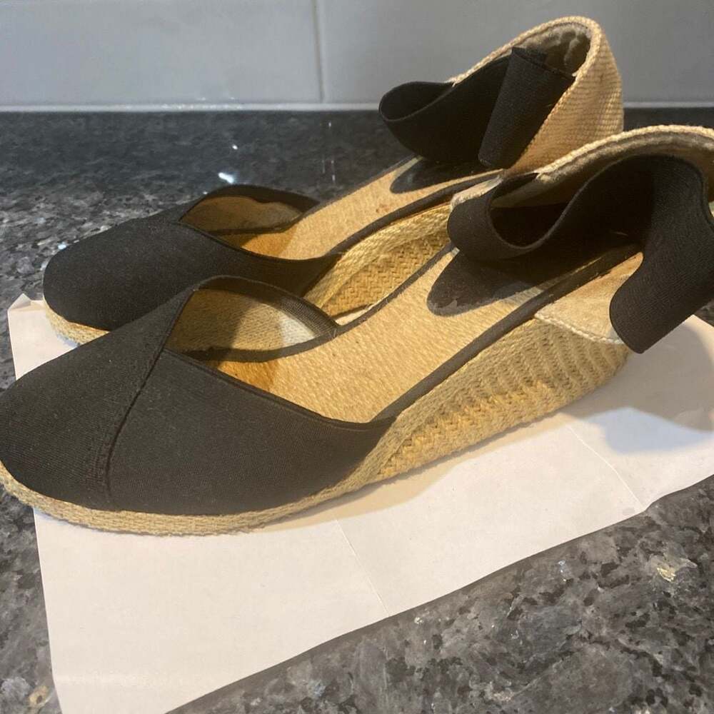 Lauren Ralph Lauren Charla Women's Black Canvas Espadrille Wedge Sandals